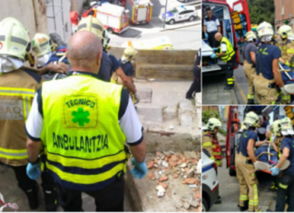 Dos trabajadores heridos tras caerles la estructura de una vivienda en el barrio de Peñascal