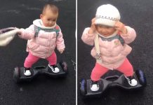 El sorprendente estilo de La niña de 14 meses sobre un hoverboard