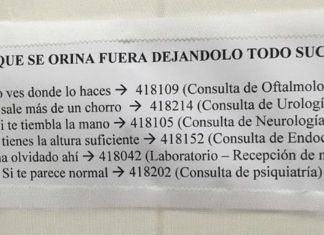El original cartel de un hospital que aconseja a las personas que se orinan fuera en el baño