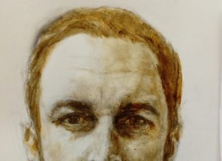 Un artista pinta un retrato de Santiago Abascal con sus propias heces