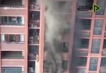 Huye de un incendio con su sobrino a cuestas