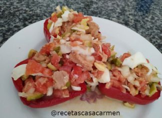 Pimientos asados rellenos de ensaladilla, de la mano de Conservas Serrats