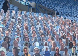 Un retrato de Bin Laden entre las fotos de los socios del Leeds United