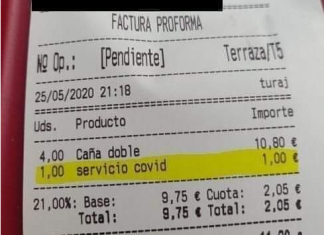 Tasa por «servicio COVID-19» en establecimientos