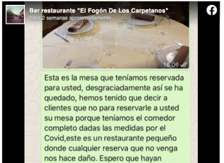 Mensaje de un hostelero a quien le dio plantón