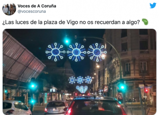 Luces de Navidad que recuerdan al coronavirus