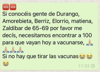 Osakidetza alerta de un mensaje falso en redes sociales llamando a vacunarse a personas de entre 65-69 años