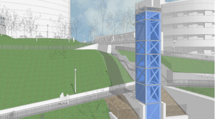 El Ayuntamiento de Bilbao inicia las obras del ascensor vertical entre Campo Volantín y Travesía Tiboli