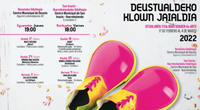 El Ayuntamiento de Bilbao estrena el programa ‘Deustualdeko Klown Jaialdia’ del 17 de febrero al 4 de marzo