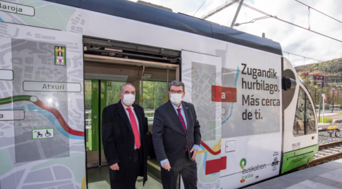 La prolongación del Tranvía de Bilbao entre Atxuri y Bolueta entrará en servicio el 25 de marzo
