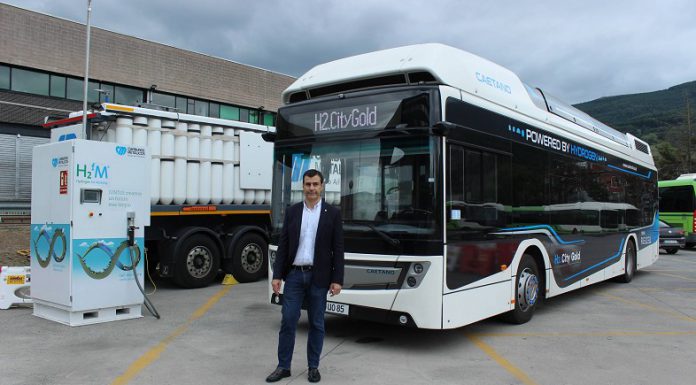 Bizkaibus realiza su segunda prueba de circulación y repostaje con un autobús propulsado por hidrógeno