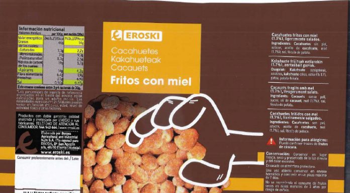 ¡Alerta! Presencia de cuerpos metálicos en varios envases de frutos secos