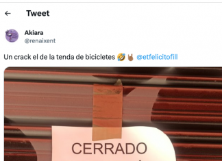 Este cartel visto en una tienda de bicicletas no deja de compartirse