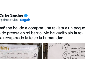 Los carteles que ha visto en un quiosco emocionan a muchos: «He recuperado la fe en la humanidad»