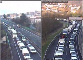 Dos accidentes en la A-8 dejan tres heridos y causan retenciones en Bilbao y Zaldibar