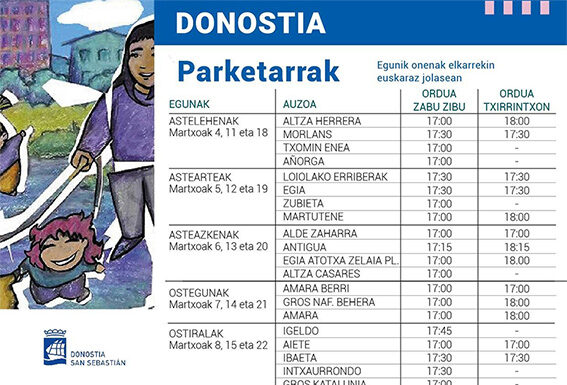 Parketarrak: Donostiak euskaraz jolasteko 20 gune izango ditu