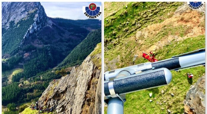 Así fue el rescate de una mujer que sufrió una caída en las canteras de Mañaria