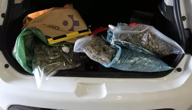 La Guardia Civil interviene 3 kilos de marihuana a un hombre vizcaíno en un control en la AP-8
