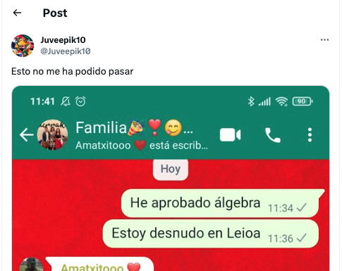 «Estoy desnudo en Leioa», la conversación familiar que se ha vuelto viral