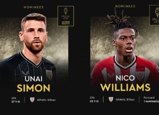 Nico Williams nominado al Balón de Oro y Unai Simón al Yashin