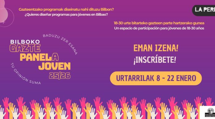 El Ayuntamiento de Bilbao abre el plazo de inscripción de Bilboko Gazte Panela 25/26 a jóvenes que deseen participar en el diseño de la agenda local de juventud