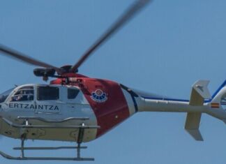 Rescatan en helicóptero a un ciclista accidentado en la zona de las Peñas de Aia
