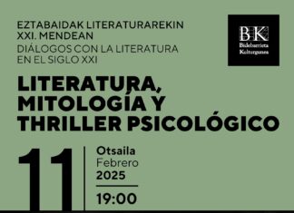 Literatura, mitología y thriller psicológico centran la nueva cita de «Diálogos con la literatura en el siglo XXI» mañana en Bidebarrieta Kulturgunea