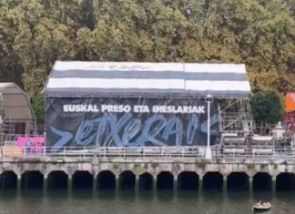 Covite denuncia la aparición de pancartas en favor de los presos de ETA en el recinto festivo de Bilbao