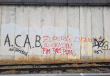 Nuevas pintadas amenazantes contra el consejero de Seguridad: «Zupiria, entzun, Euskadin, pim, pam, pum»