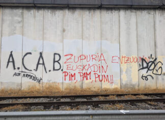 Nuevas pintadas amenazantes contra el consejero de Seguridad: «Zupiria, entzun, Euskadin, pim, pam, pum»