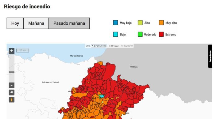 Nafarroako Gobernuak larrialdi aurreko 0 egoera operatiboa aktibatu du, datozen egunetan baso-suteak izateko arrisku handia baitago