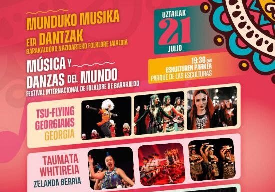 Barakaldok munduko musika eta dantzak hurbilduko ditu Eskulturen Parkera Nazioarteko Folklore Jaialdiarekin