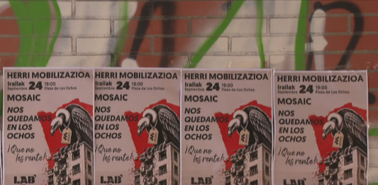Cientos de personas se manifiestan en Erandio para apoyar a las 135 familias amenazas por un fondo buitre